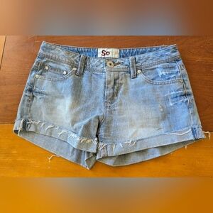 So Brand Distressed Denim Shorts Cuffed Light Wash Size 5